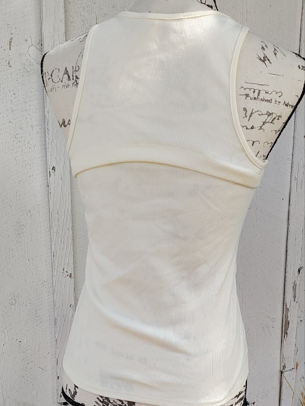 Doe & Rae Ivory Stud-Trim Ribbed Tank NWOT Size Small - Picture 3 of 5